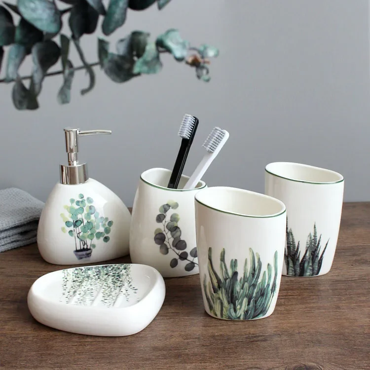 ホワイトセラミックバスルームアクセサリーセット洗濯ツールソー - Zara Home Bathroom Set のレビューと価格