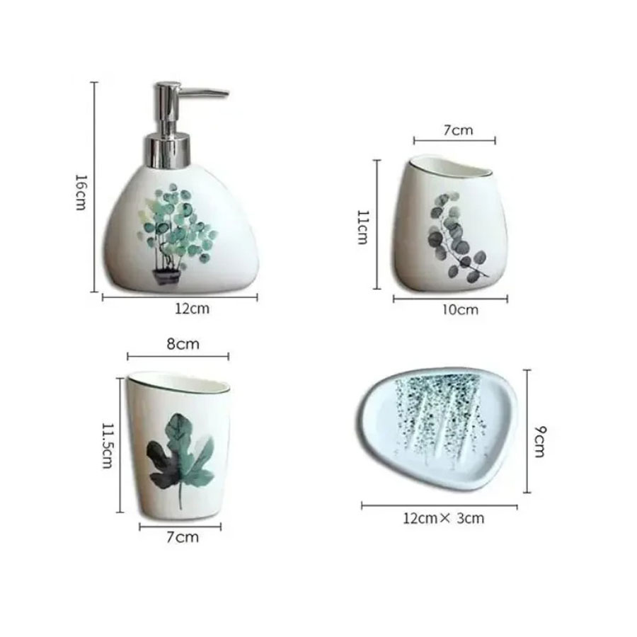 ホワイトセラミックバスルームアクセサリーセット洗濯ツールソー - Zara Home Bathroom Set のレビューと価格