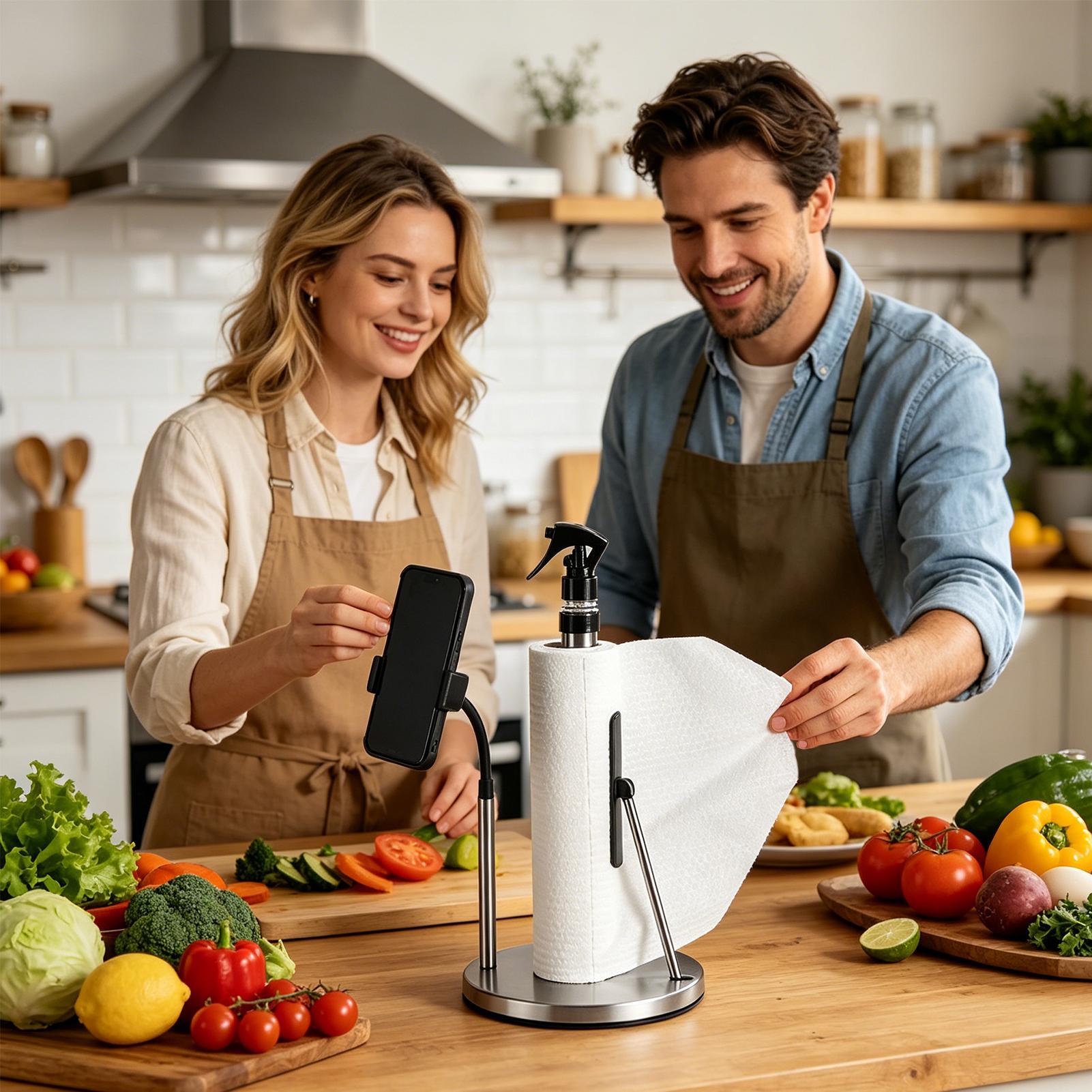 ペーパータオルホルダー スプレー付き 垂直電話スタンド ステ - Home Bathroom Paper Towel Holder のレビューと価格