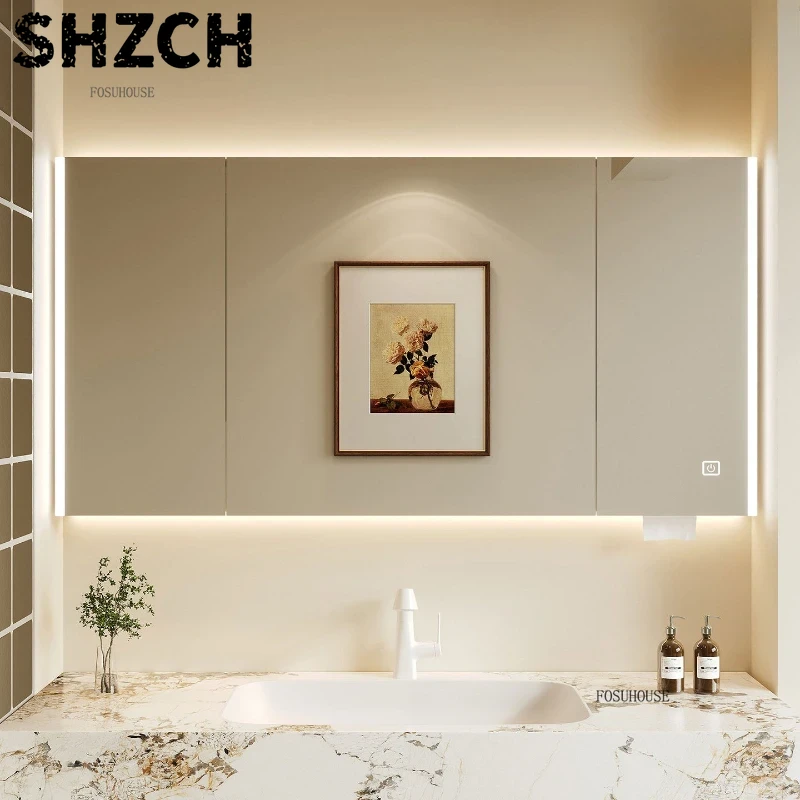 モダンな厚みのある浴室鏡、一体型スマート収納キャビネット付き - Home Living Bathroom Vanity のレビューと価格