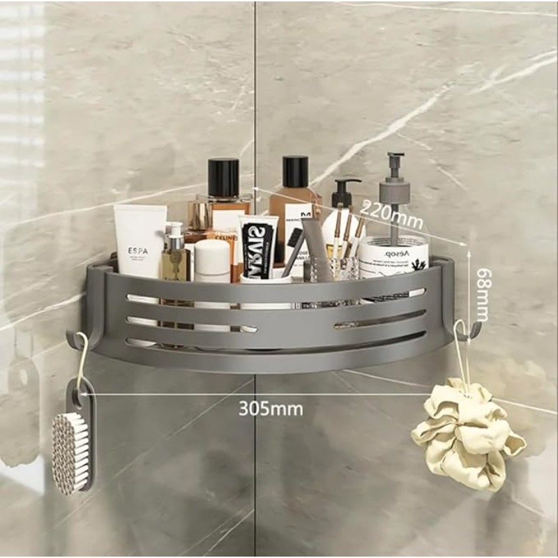 接着剤または穴あけ不要のコーナーシャワーキャディー、改良型防 - Bath Caddy Tray のレビューと価格