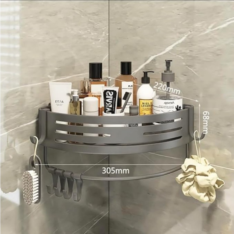 接着剤または穴あけ不要のコーナーシャワーキャディー、改良型防 - Bath Caddy Tray のレビューと価格