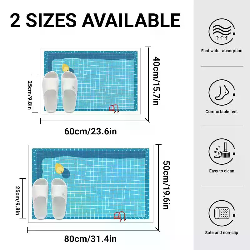 ゴム製浴室滑り止めフロアマット吸水速乾漫画スイミングプールプ - Jet Home Bathroom Mats のレビューと価格