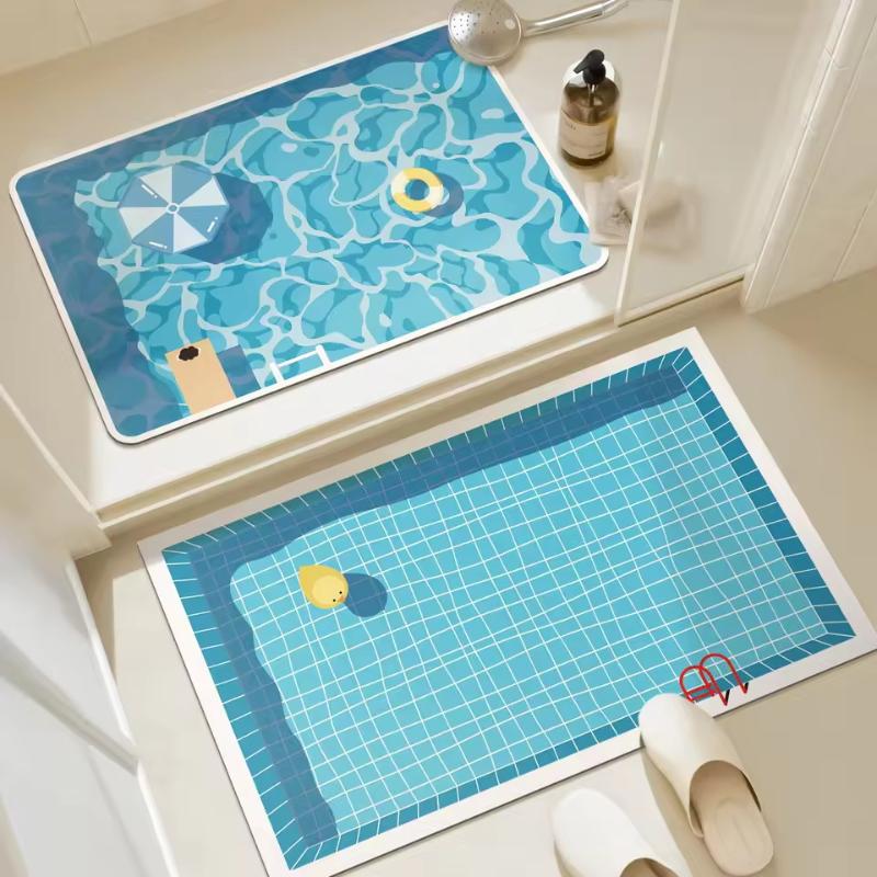 ゴム製浴室滑り止めフロアマット吸水速乾漫画スイミングプールプ - Jet Home Bathroom Mats のレビューと価格