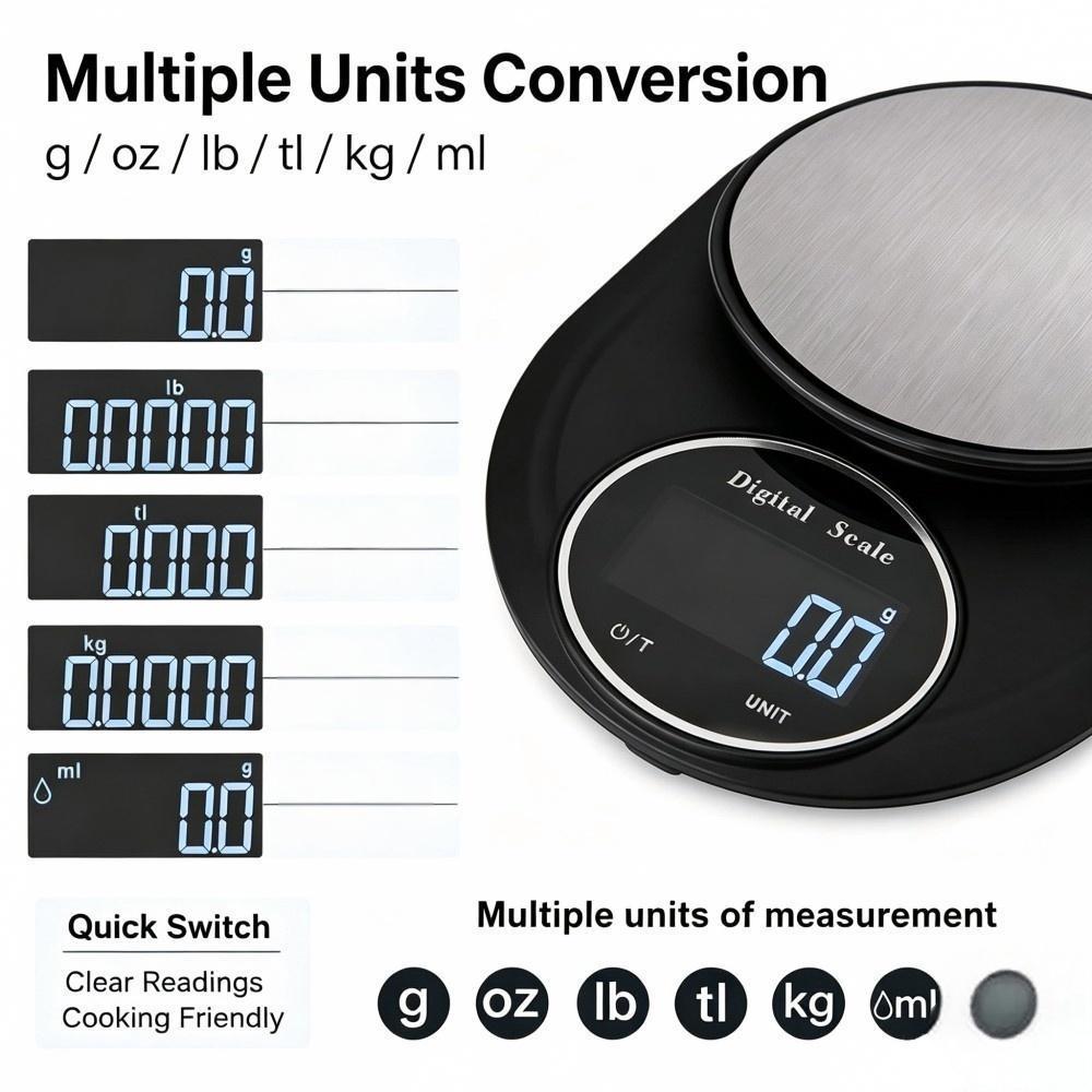 2KG 0.1g ミニポータブルデジタルキッチンスケール、丸 - Home Kitchen & Bathroom のレビューと価格