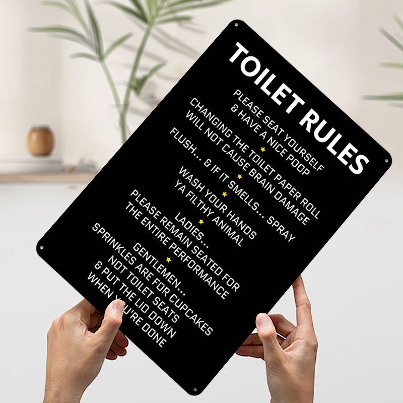 トイレルールブリキポスターカスタマイズされたレトロな壁アート - Home Bathroom Rules のレビューと価格