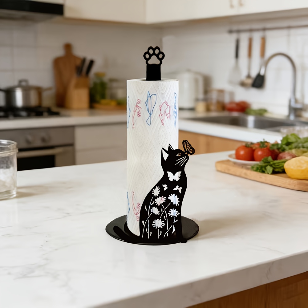 1個入り 2Dフラットデザインのかわいい黒猫と蝶のペーパータ - Home Bathroom Paper Towel Holder のレビューと価格