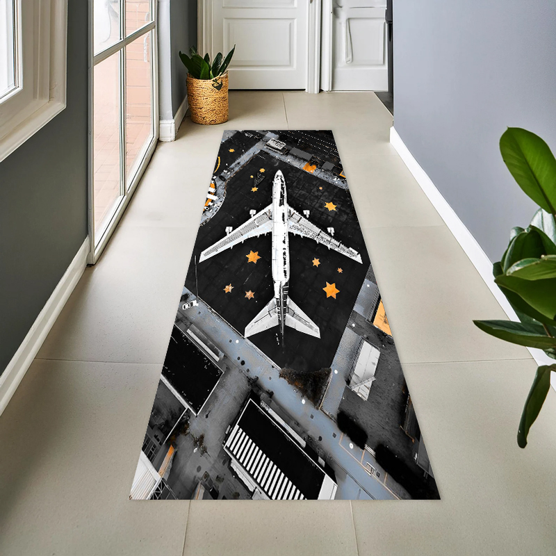 空港滑走路ジェット機航空テーマのフェルト製ランナーラグ滑り止 - Jet Home Bathroom Mats のレビューと価格