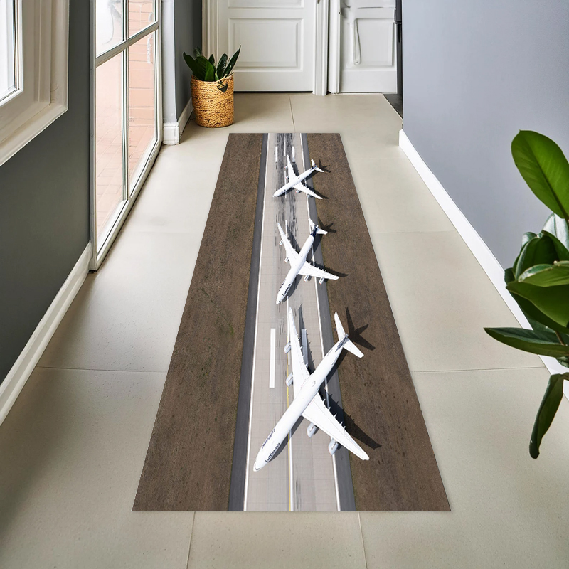 空港滑走路ジェット機航空テーマのフェルト製ランナーラグ滑り止 - Jet Home Bathroom Mats のレビューと価格
