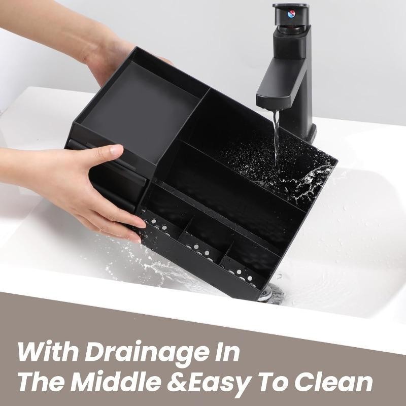 黒のスキンケアオーガナイザー（引き出し付き）、大容量、化粧台 - Bath Caddy Tray のレビューと価格