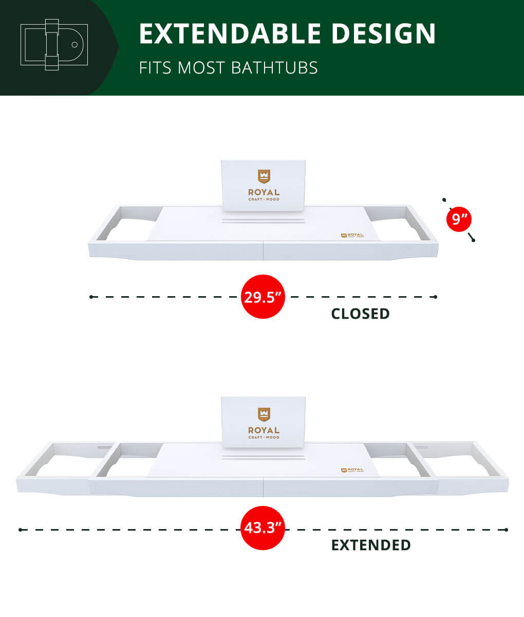 高級拡張型竹製バスタブトレイ、浴槽上スパバスラックオーガナイ - Bath Caddy Tray のレビューと価格