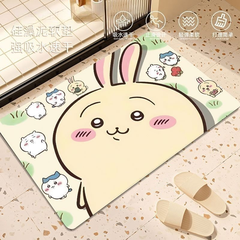アニメちいかわハチワレうさぎ珪藻泥バスルームフロアマット滑り - Home Goods Bathroom Accessories のレビューと価格