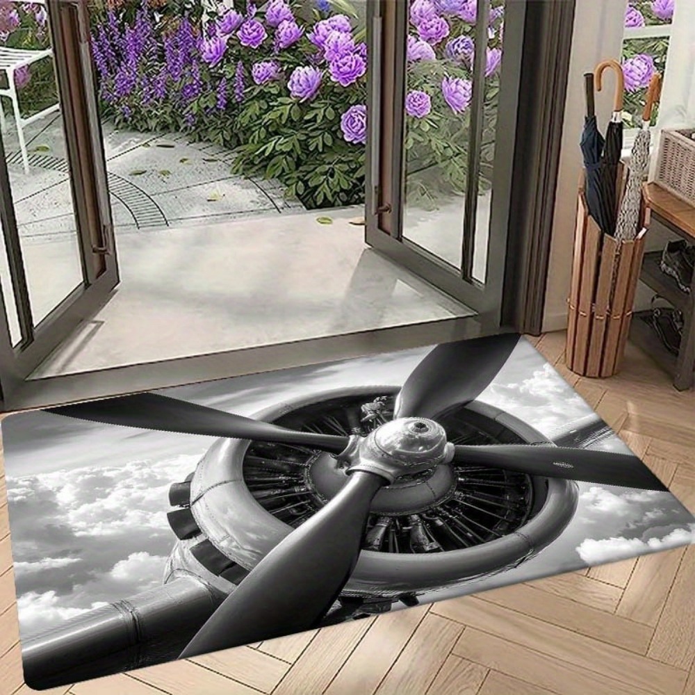 航空にインスパイアされたジェットエンジンプロペラフロアマット - Jet Home Bathroom Mats のレビューと価格