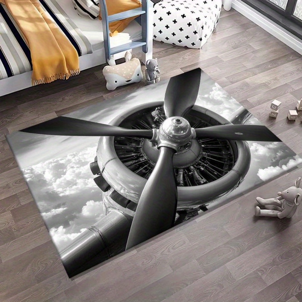 航空にインスパイアされたジェットエンジンプロペラフロアマット - Jet Home Bathroom Mats のレビューと価格