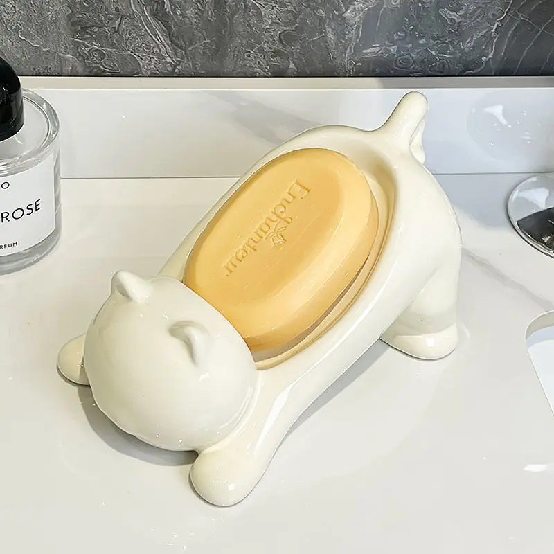 かわいい猫の形をした石鹸置き、滑らかなプラスチック製トイレ石 - Tiny Home Bathroom Kit のレビューと価格