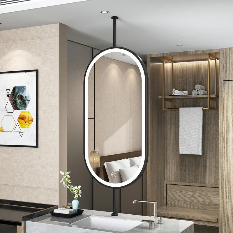 サイズ60x90cm天井楕円形吊り下げミラー現代的なシンプル - Home Living Bathroom Vanity のレビューと価格