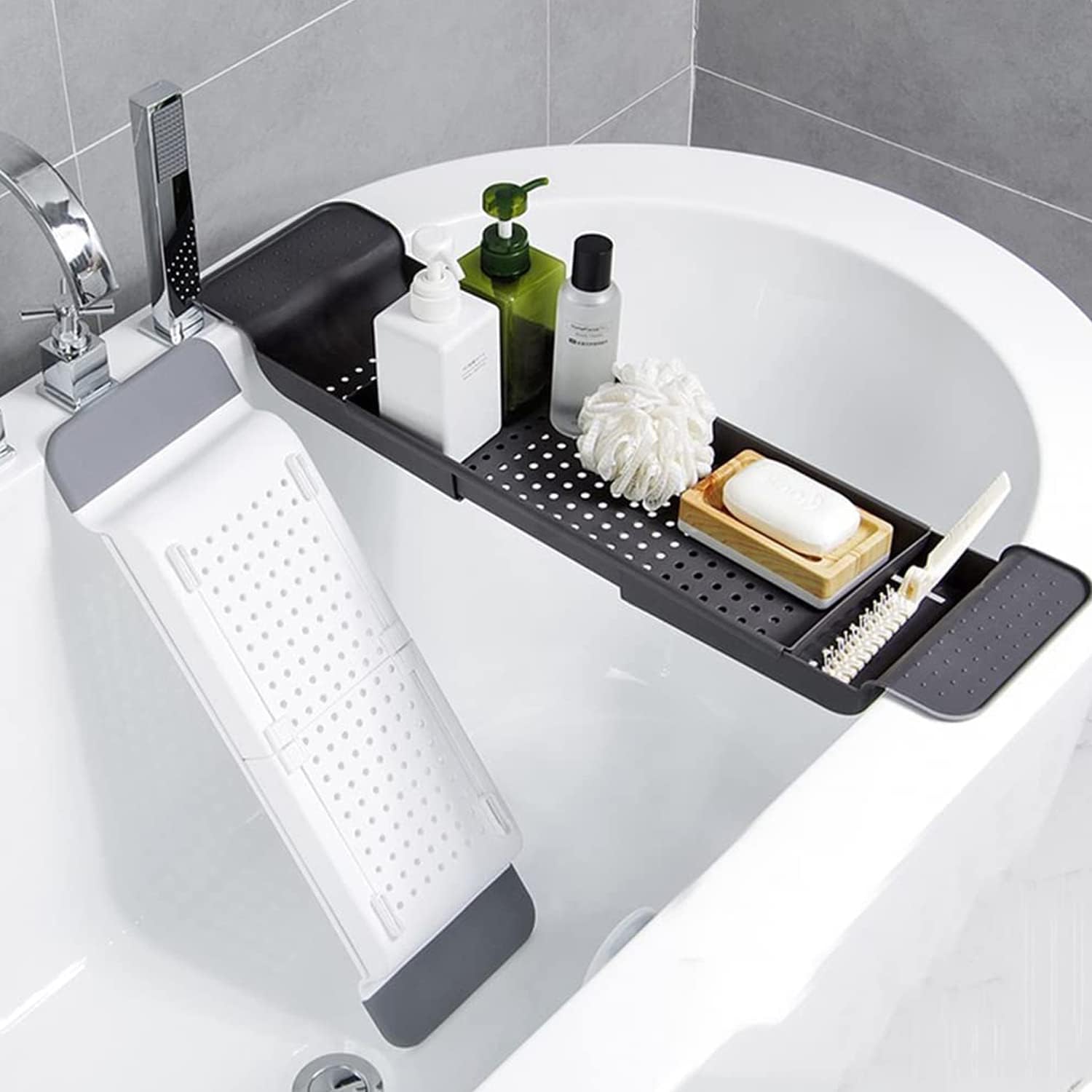 バスルーム用シェルフキャディートレイ、拡張可能な耐久性のある - Bath Caddy Tray のレビューと価格